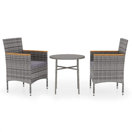 Vidaxl 3-delige tuinset poly rattan grijs