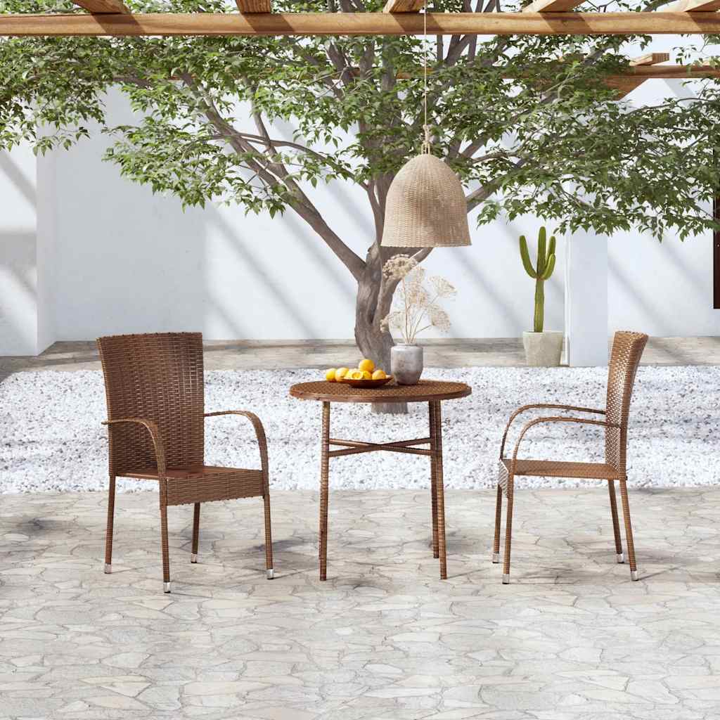 Vidaxl 3-delige tuinset poly rattan bruin