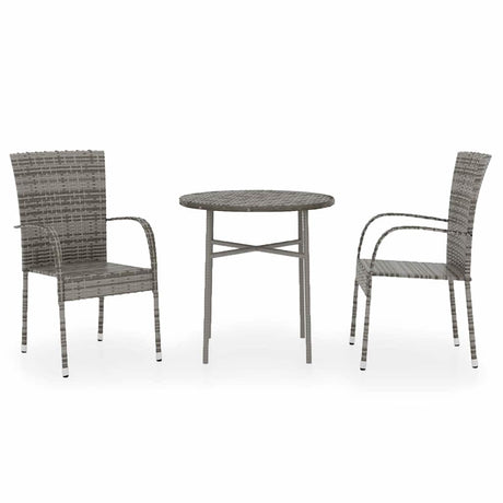 Vidaxl 3-delige tuinset poly rattan grijs