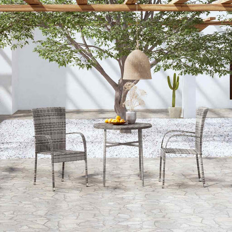 Vidaxl 3-delige tuinset poly rattan grijs
