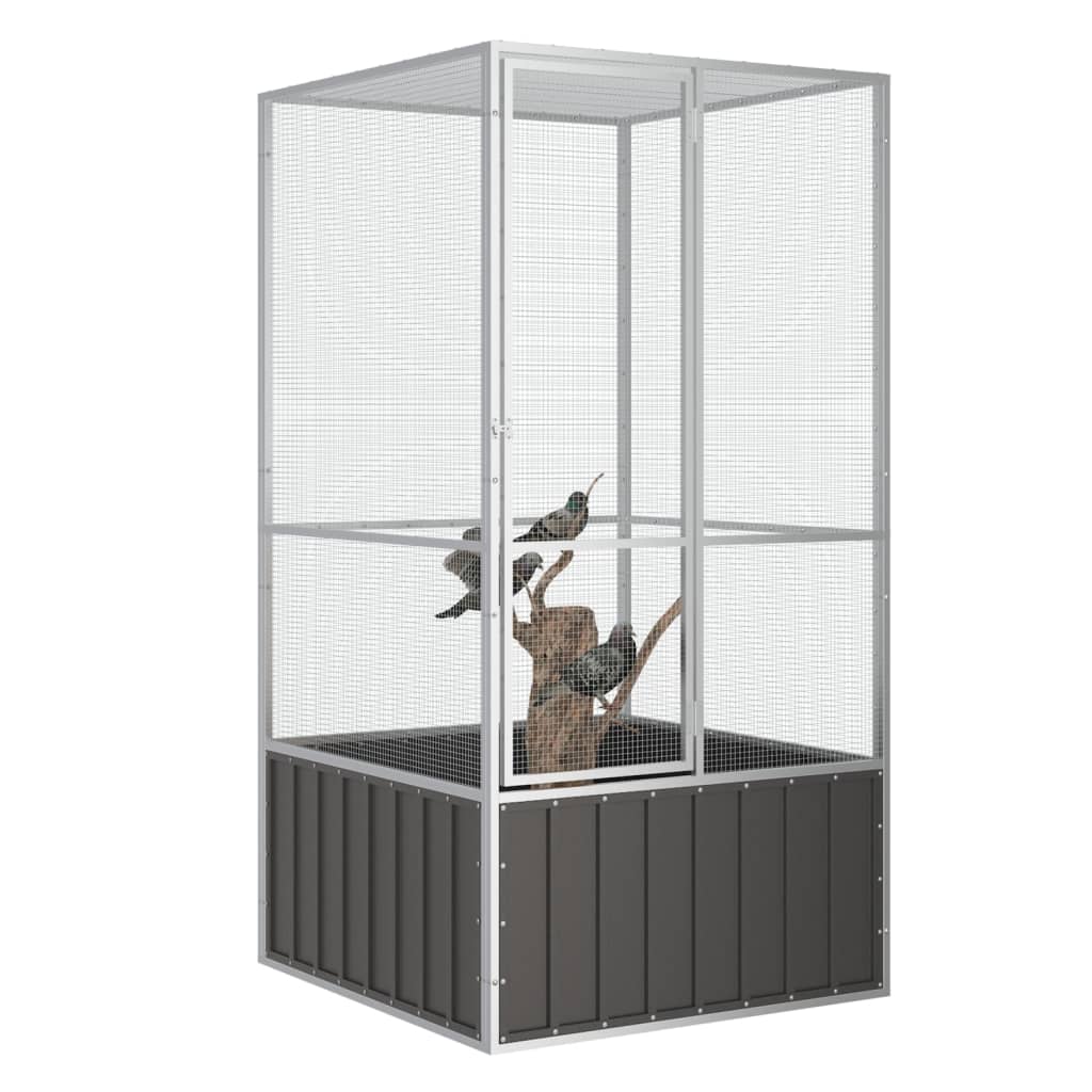 Vidaxl Bird Cage 111x107x211.5 cm Galvaniserad stålantracitfärg