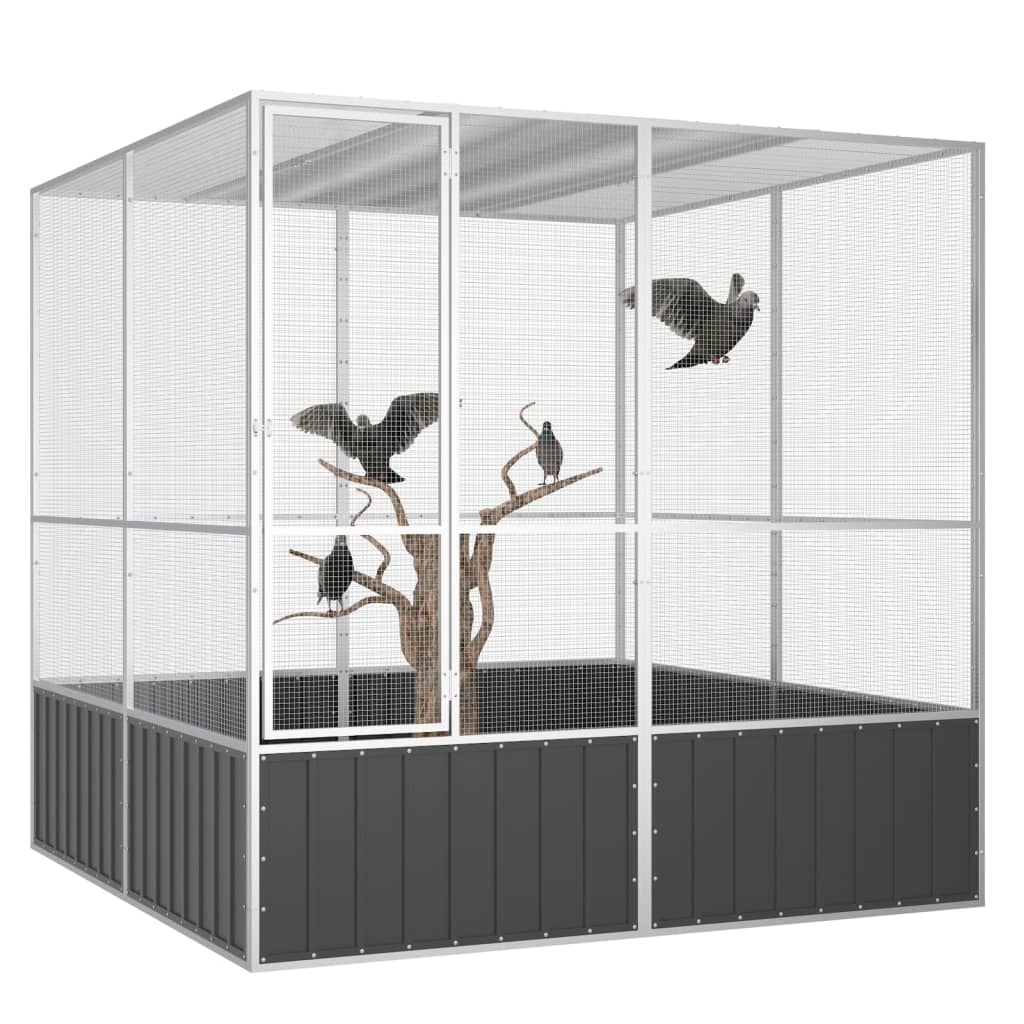 Vidaxl Bird Cage 213.5x217.5x211.5 cm Galvaniserad stålantracit