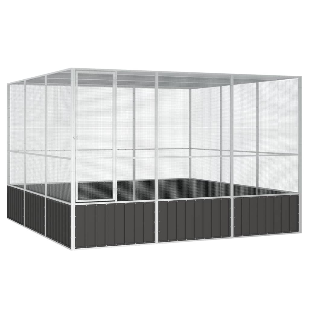 Vidaxl Bird Cage 302.5x324.5x211.5 cm Galvanized Steel Anthracite