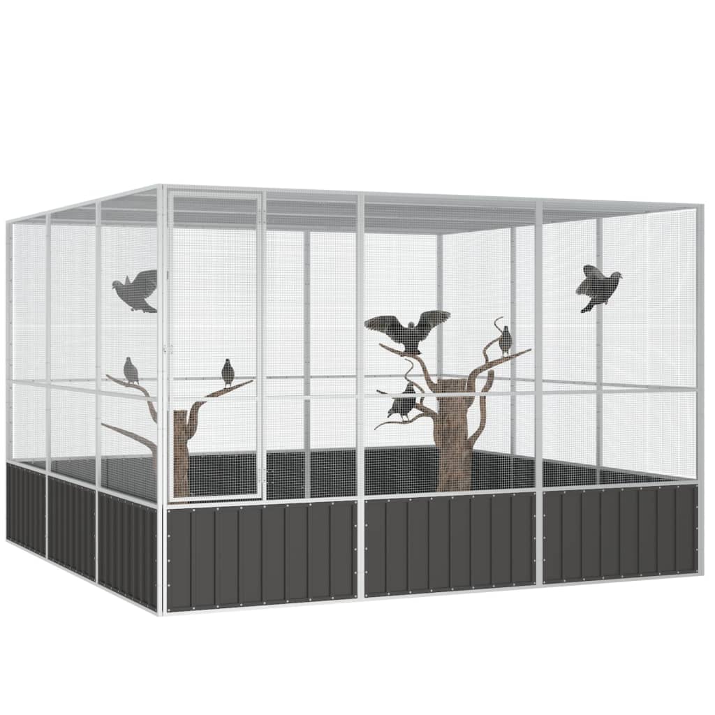 Vidaxl Bird Cage 302.5x324.5x211.5 cm Galvanized Steel Anthracite