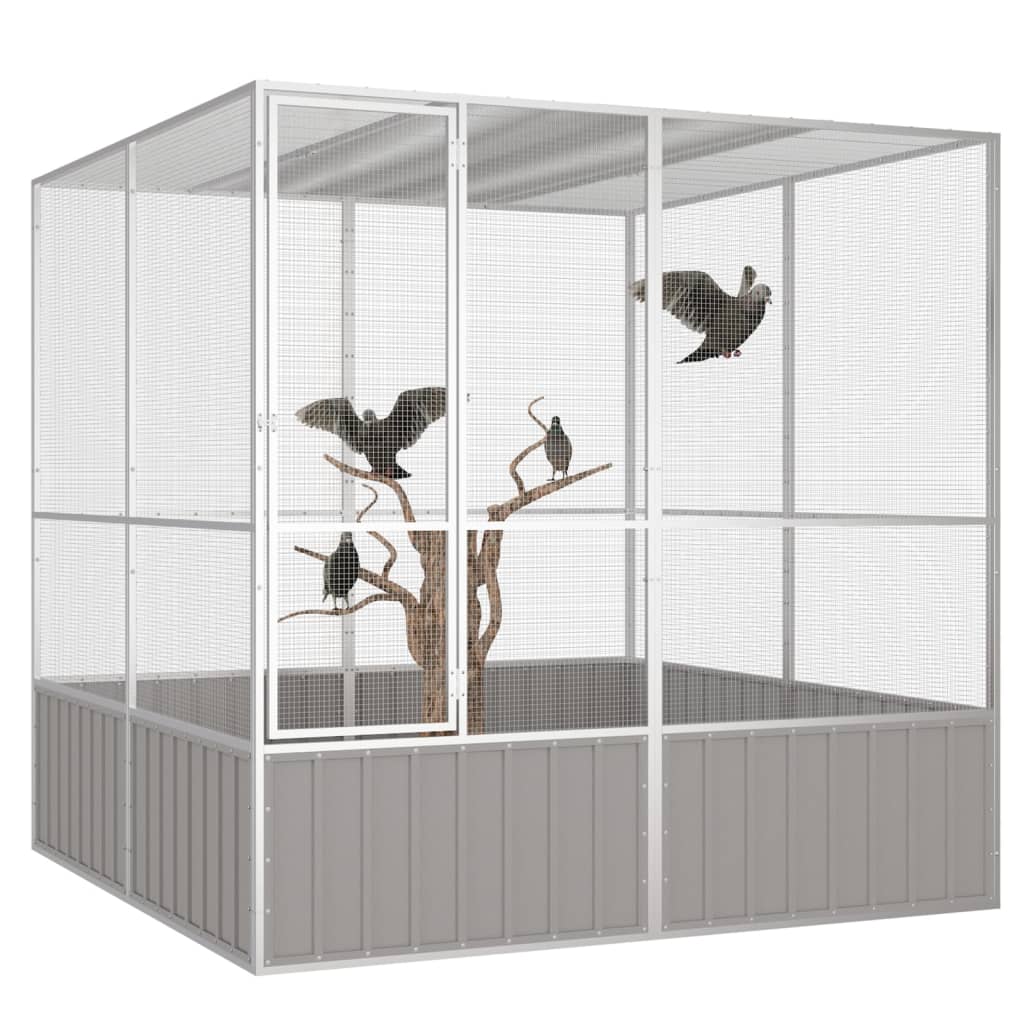 Vidaxl Bird Cage 213.5x217.5x211.5 cm Galvanized steel gray