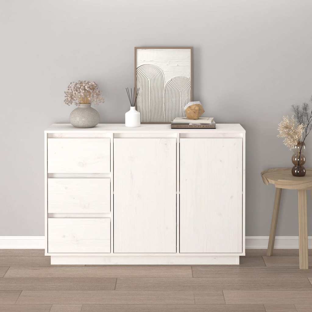Vidaxl dressoir 111x34x75 cm massief grenenhout wit
