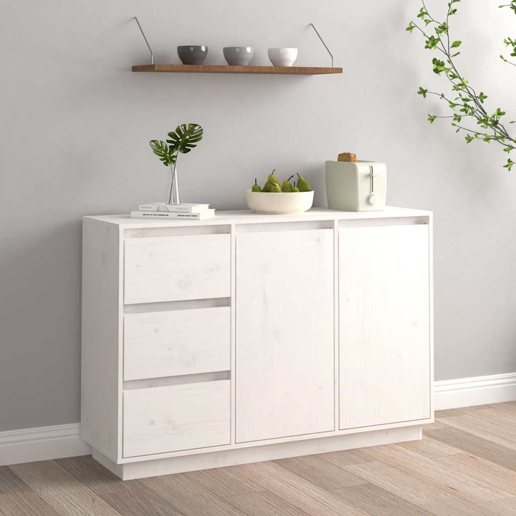 Vidaxl dressoir 111x34x75 cm massief grenenhout wit