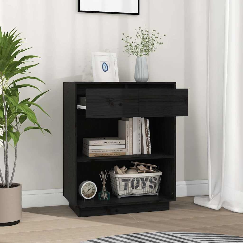 Vidaxl wandkast 60x34x75 cm massief grenenhout zwart