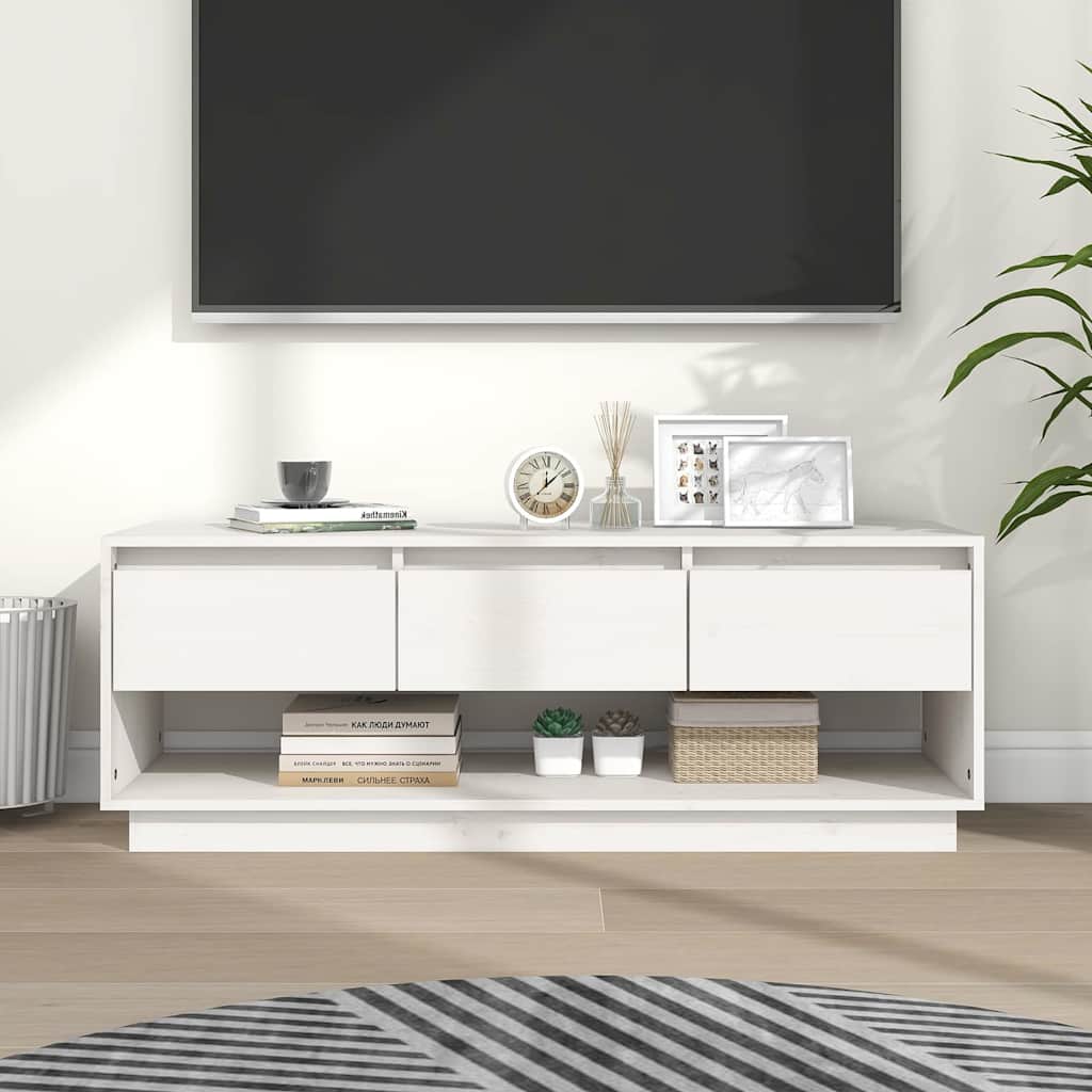 Vidaxl tv-meubel 110,5x34x40 cm massief grenenhout wit