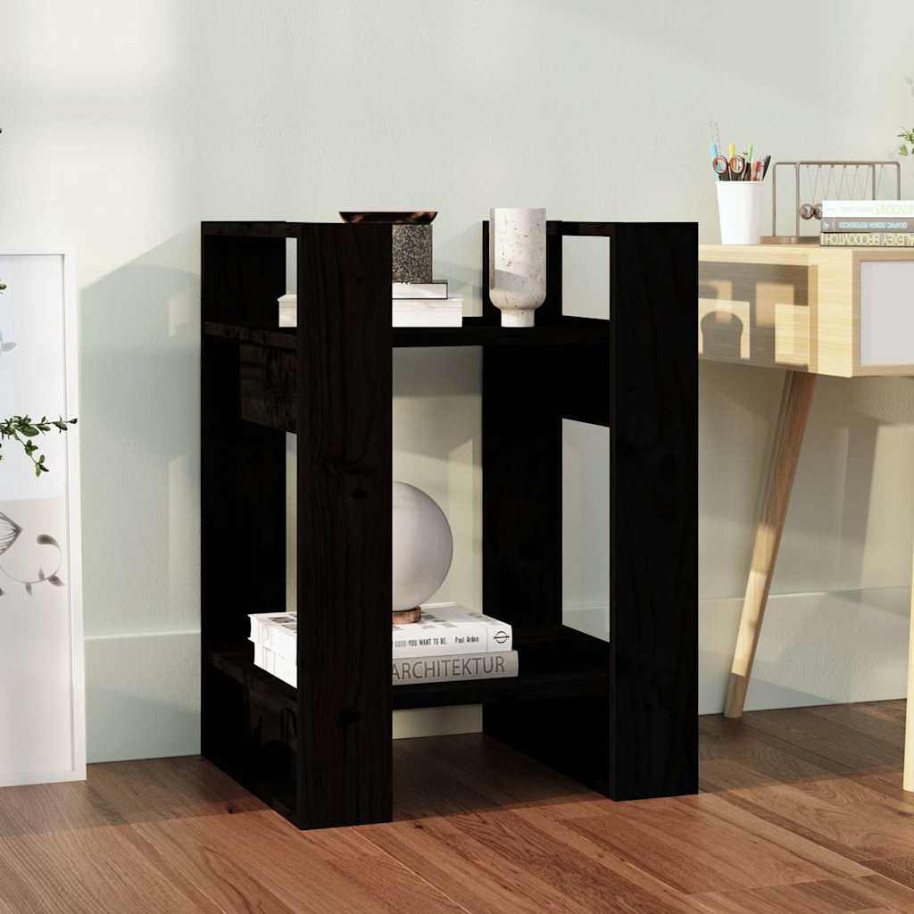 Vidaxl boekenkast kamerscherm 41x35x57 cm massief grenenhout zwart