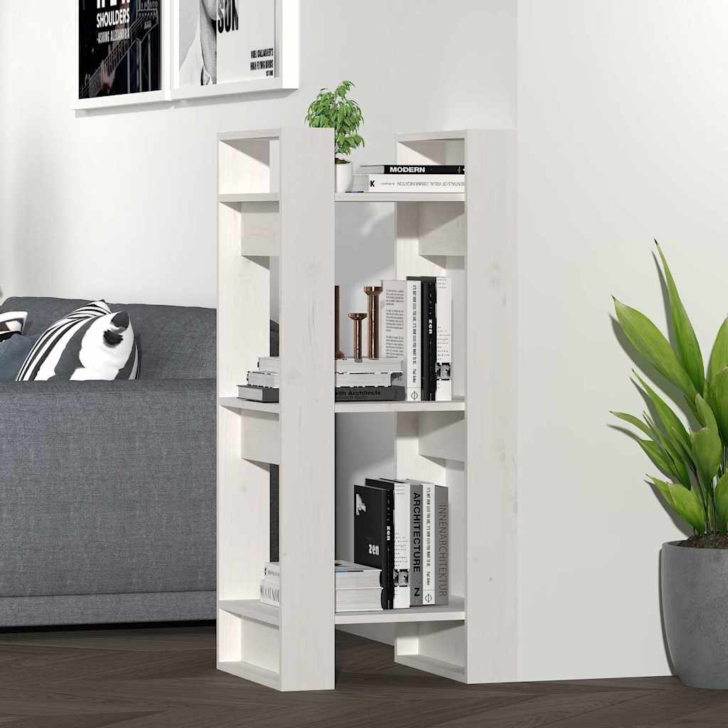 Vidaxl boekenkast kamerscherm 41x35x91 cm massief grenenhout wit