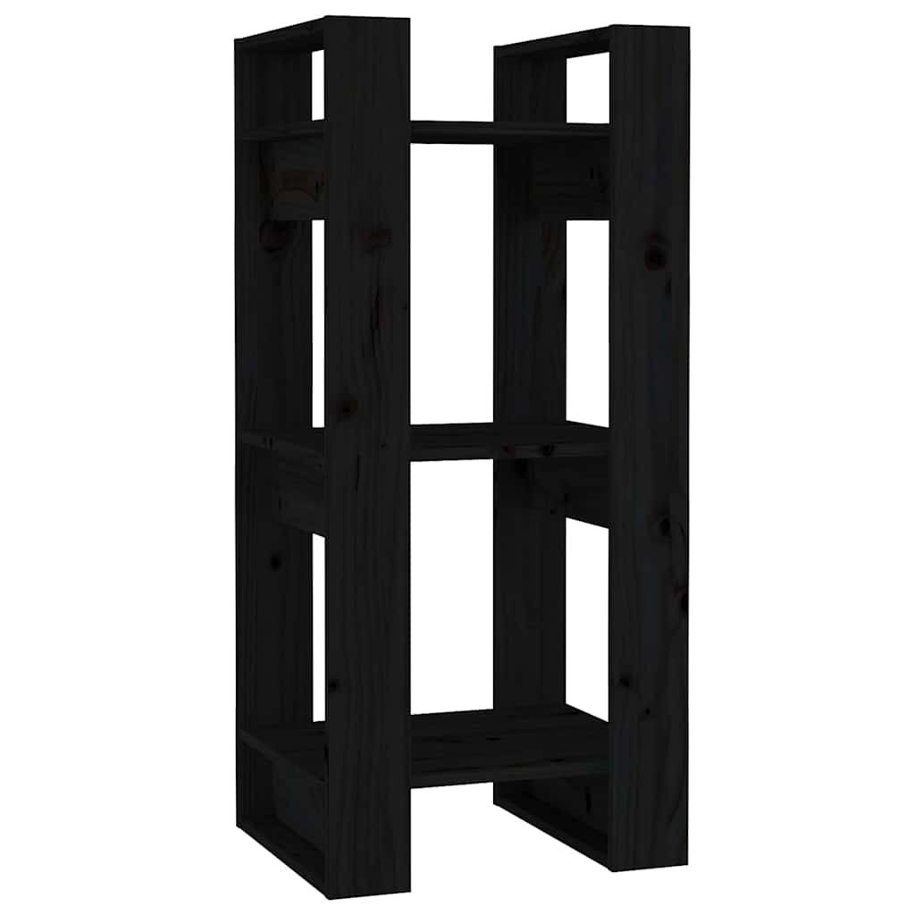 Vidaxl boekenkast kamerscherm 41x35x91 cm massief grenenhout zwart