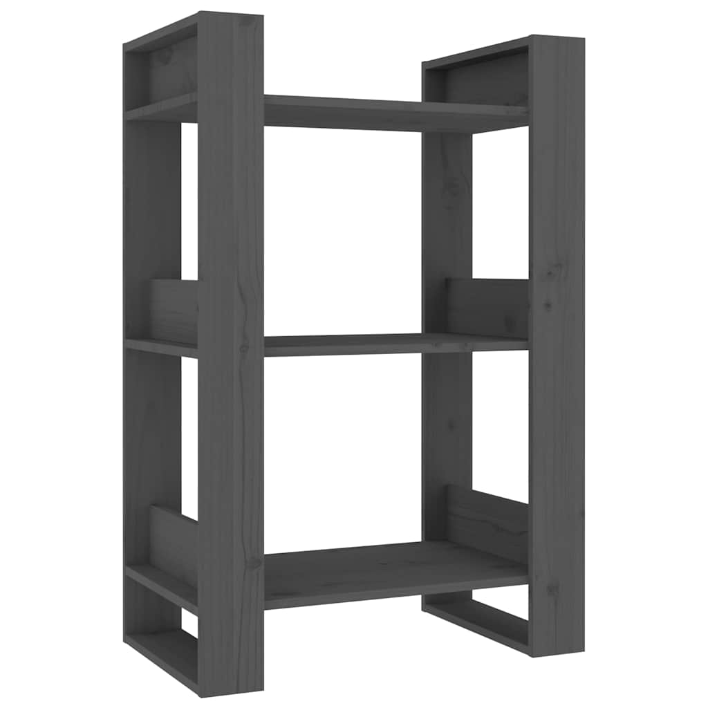 Vidaxl boekenkast kamerscherm 60x35x91 cm massief grenenhout grijs