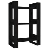 Vidaxl boekenkast kamerscherm 60x35x91 cm massief grenenhout zwart