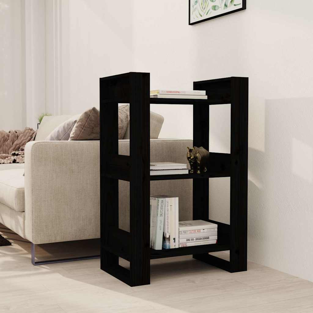 Vidaxl boekenkast kamerscherm 60x35x91 cm massief grenenhout zwart