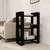 Vidaxl boekenkast kamerscherm 60x35x91 cm massief grenenhout zwart