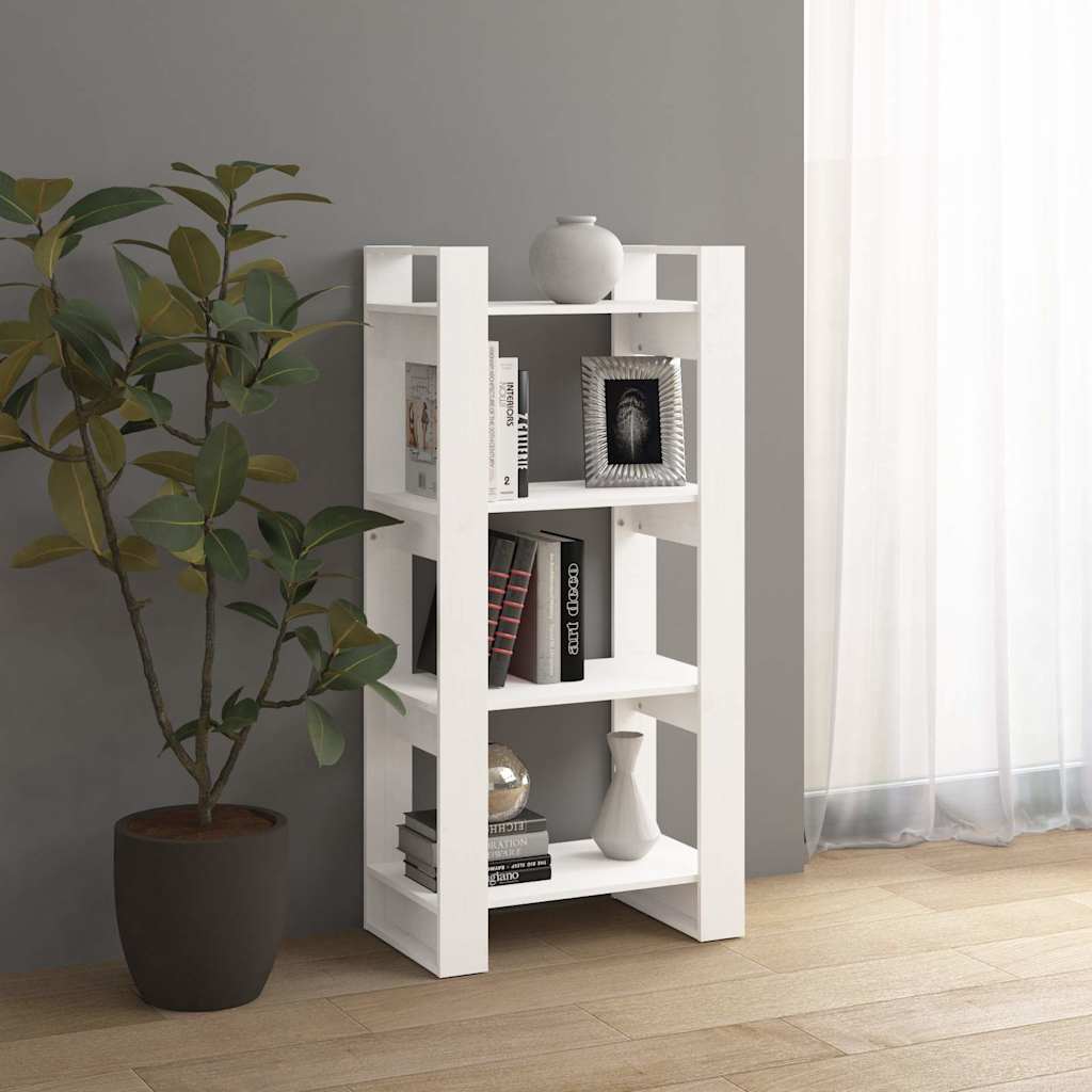 Vidaxl boekenkast kamerscherm 60x35x125 cm massief hout wit
