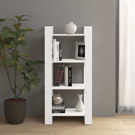 Vidaxl boekenkast kamerscherm 60x35x125 cm massief hout wit