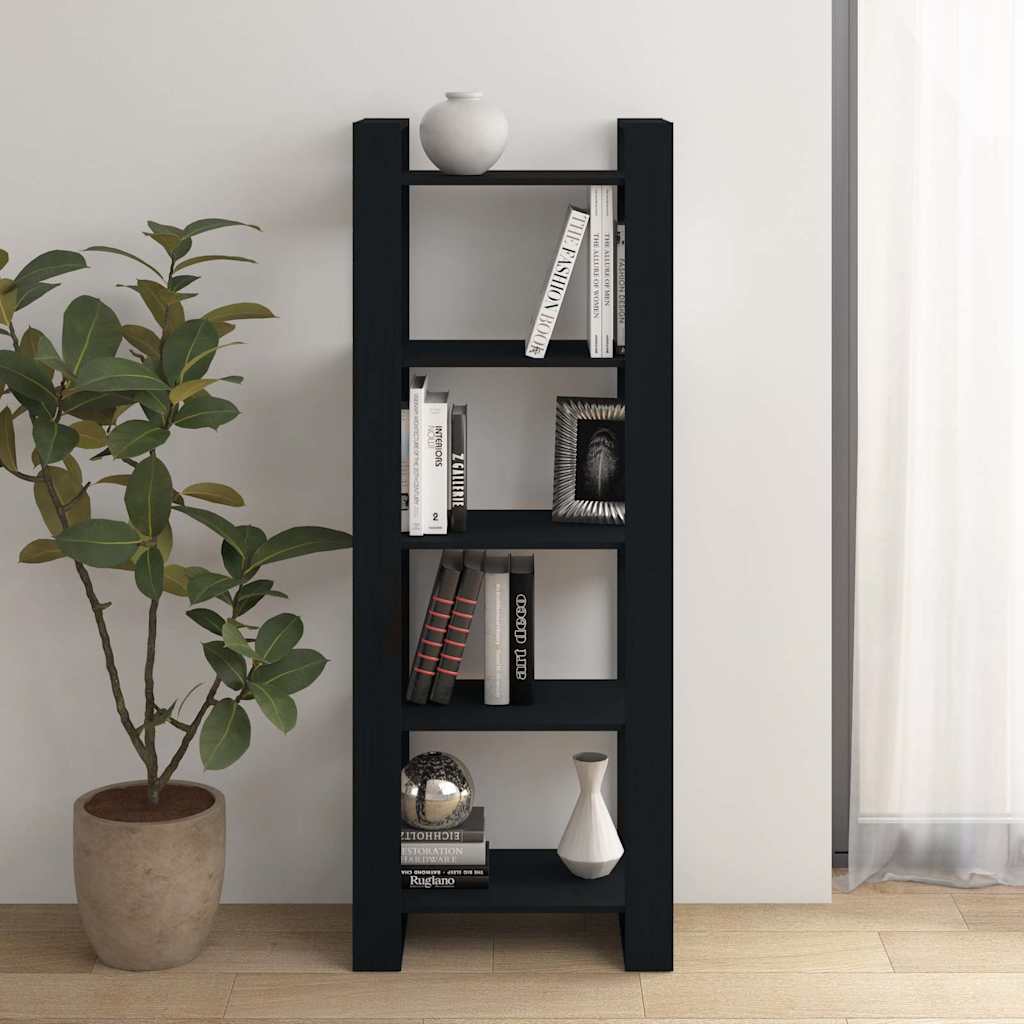 Vidaxl boekenkast kamerscherm 60x35x160 cm massief hout zwart