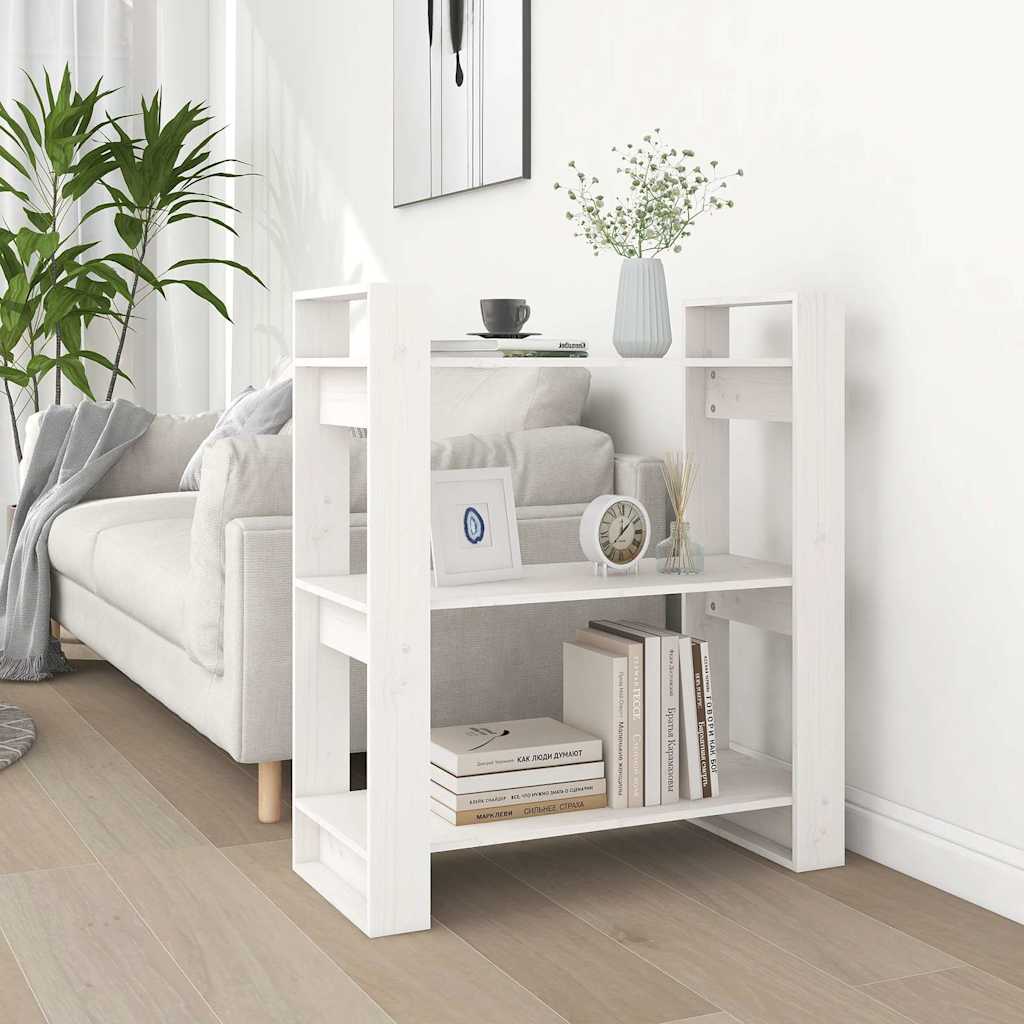 Vidaxl boekenkast kamerscherm 80x35x91 cm massief grenenhout wit