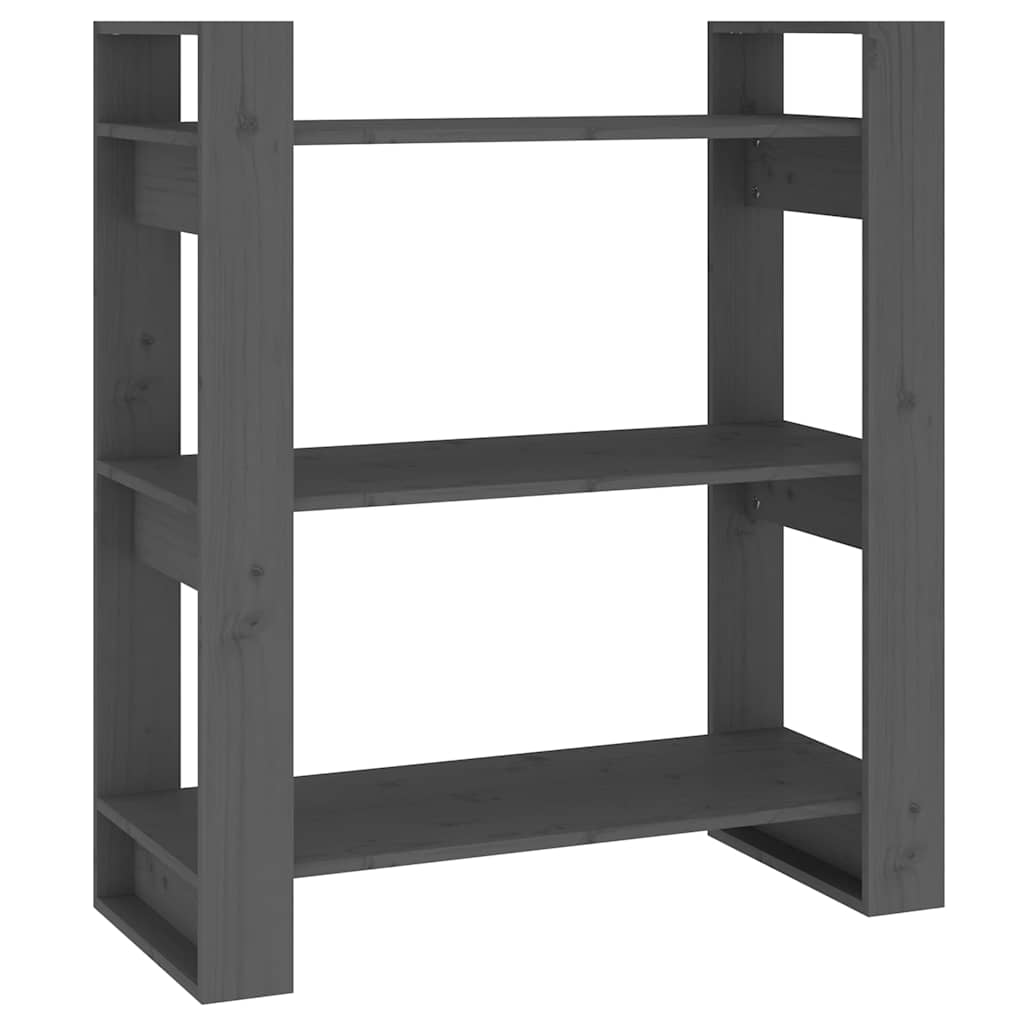 Vidaxl boekenkast kamerscherm 80x35x91 cm massief grenenhout grijs