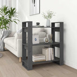 Vidaxl boekenkast kamerscherm 80x35x91 cm massief grenenhout grijs