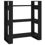 Vidaxl boekenkast kamerscherm 80x35x91 cm massief grenenhout zwart