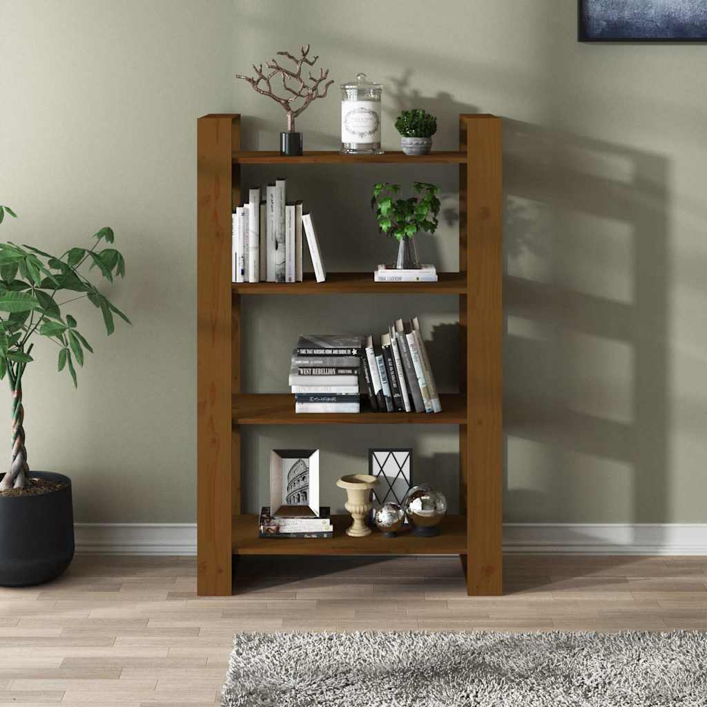 Vidaxl boekenkast kamerscherm 80x35x125 cm massief hout honingbruin