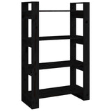 Vidaxl boekenkast kamerscherm 80x35x125 cm massief grenenhout zwart