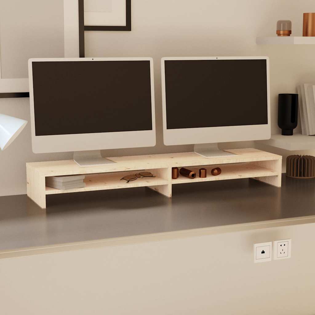 Vidaxl monitorstandaard 100x24x13 cm massief grenenhout