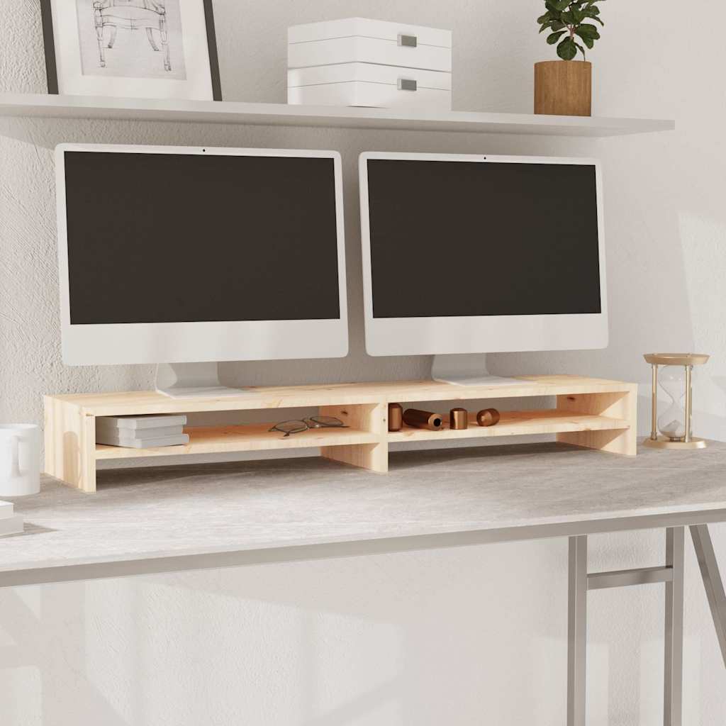 Vidaxl monitorstandaard 100x24x13 cm massief grenenhout