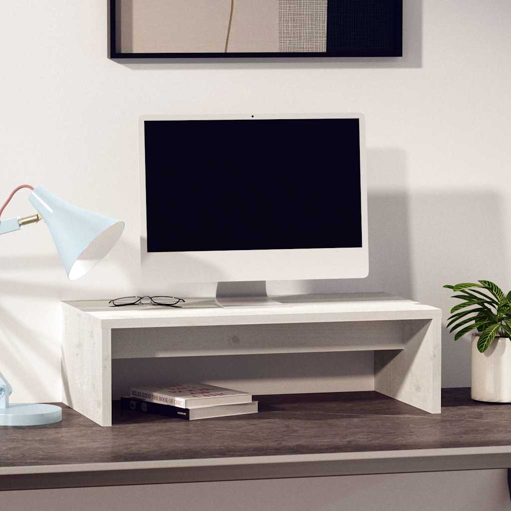 Vidaxl monitorstandaard 50x27x15 cm massief grenenhout wit