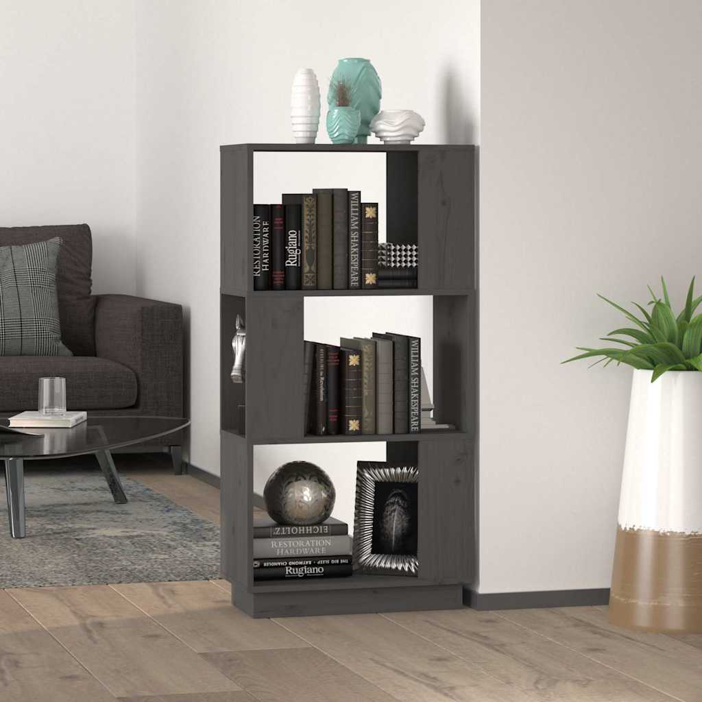 Vidaxl boekenkast kamerscherm 51x25x101 cm massief grenenhout grijs