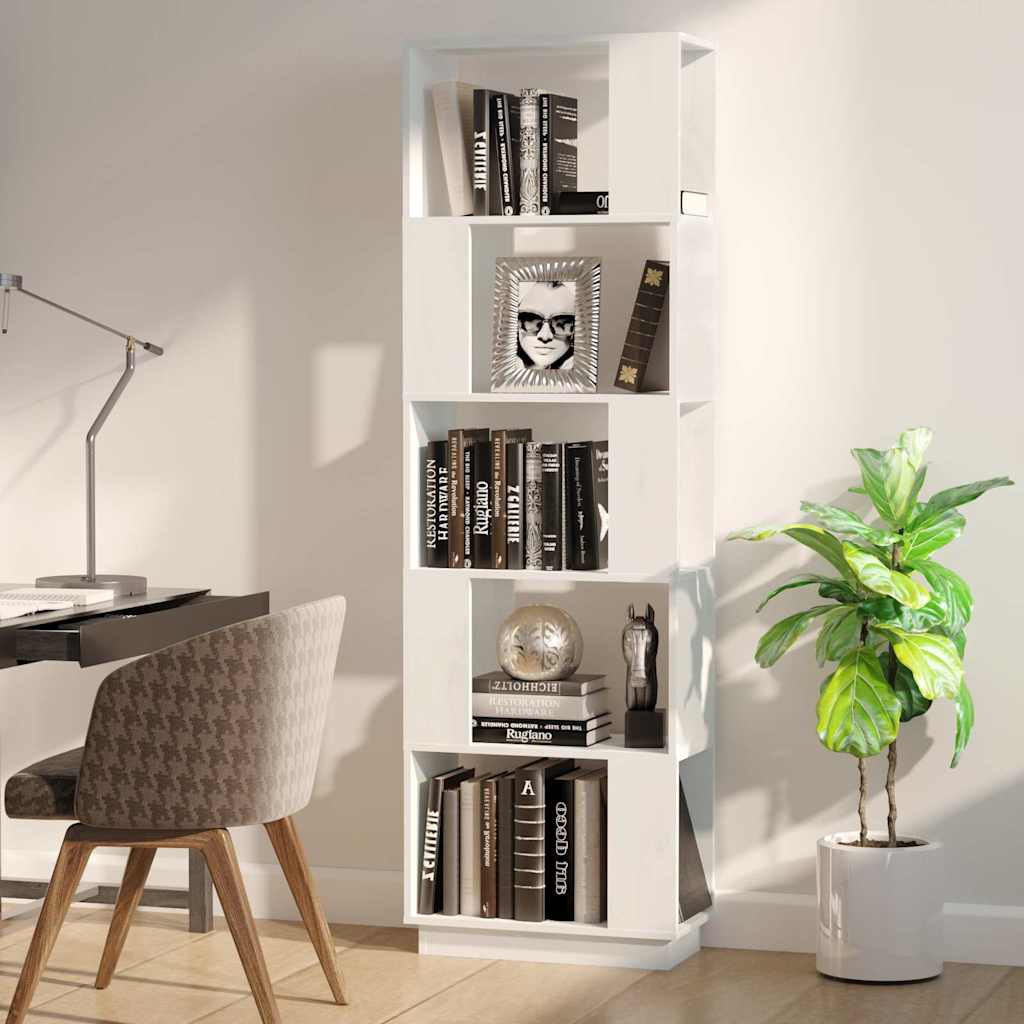 Vidaxl boekenkast kamerscherm 51x25x163,5 cm massief grenenhout wit