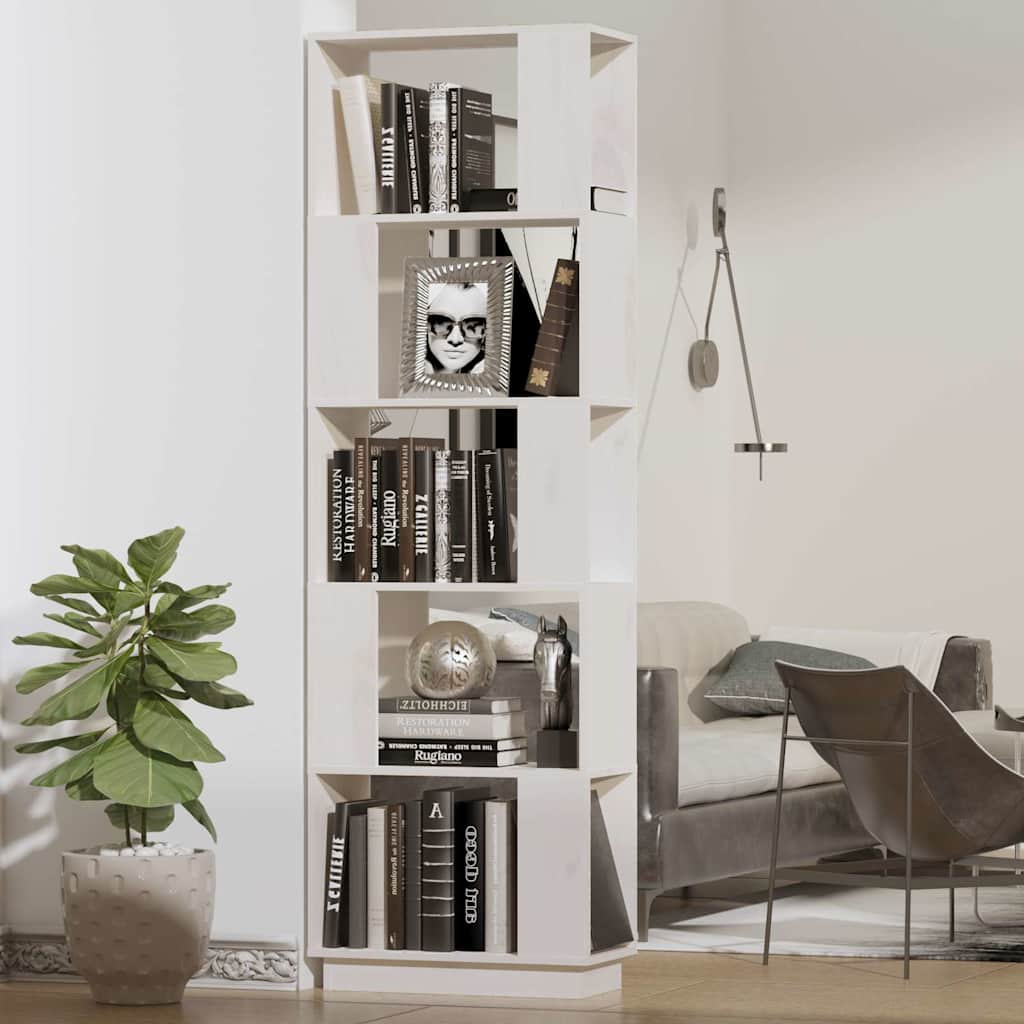 Vidaxl boekenkast kamerscherm 51x25x163,5 cm massief grenenhout wit