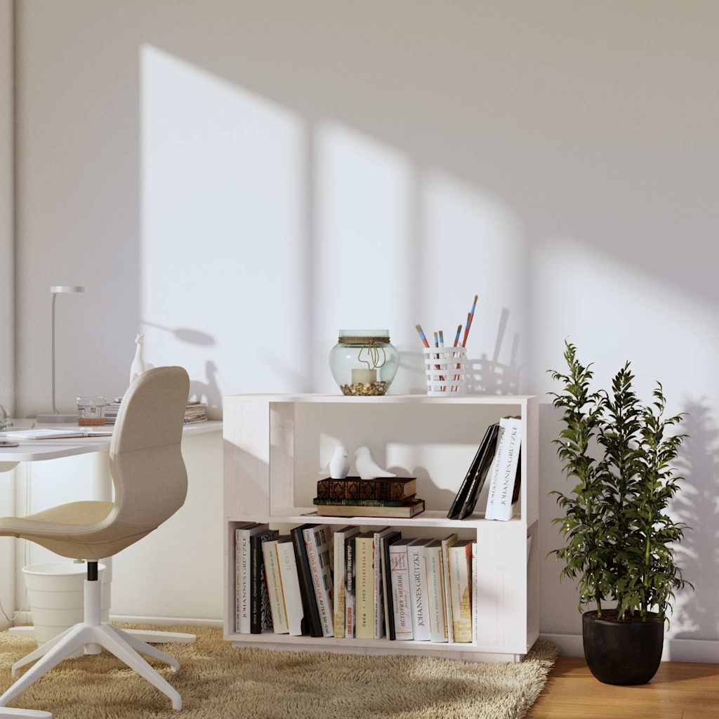 Vidaxl boekenkast kamerscherm 80x25x70 cm massief grenenhout wit