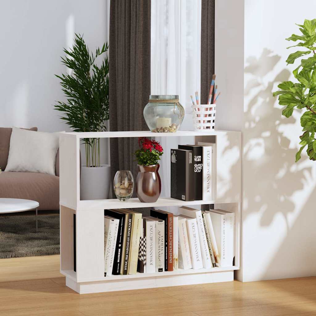 Vidaxl boekenkast kamerscherm 80x25x70 cm massief grenenhout wit