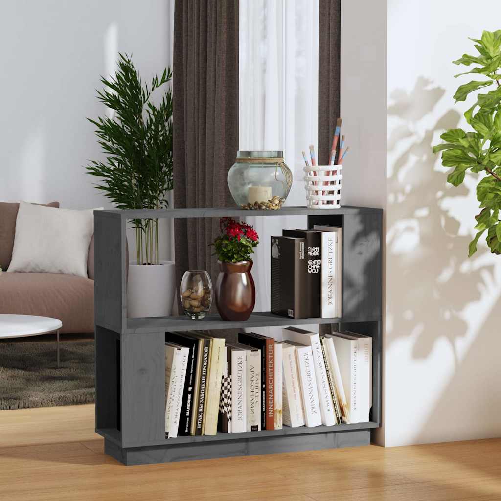 Vidaxl boekenkast kamerscherm 80x25x70 cm massief grenenhout grijs