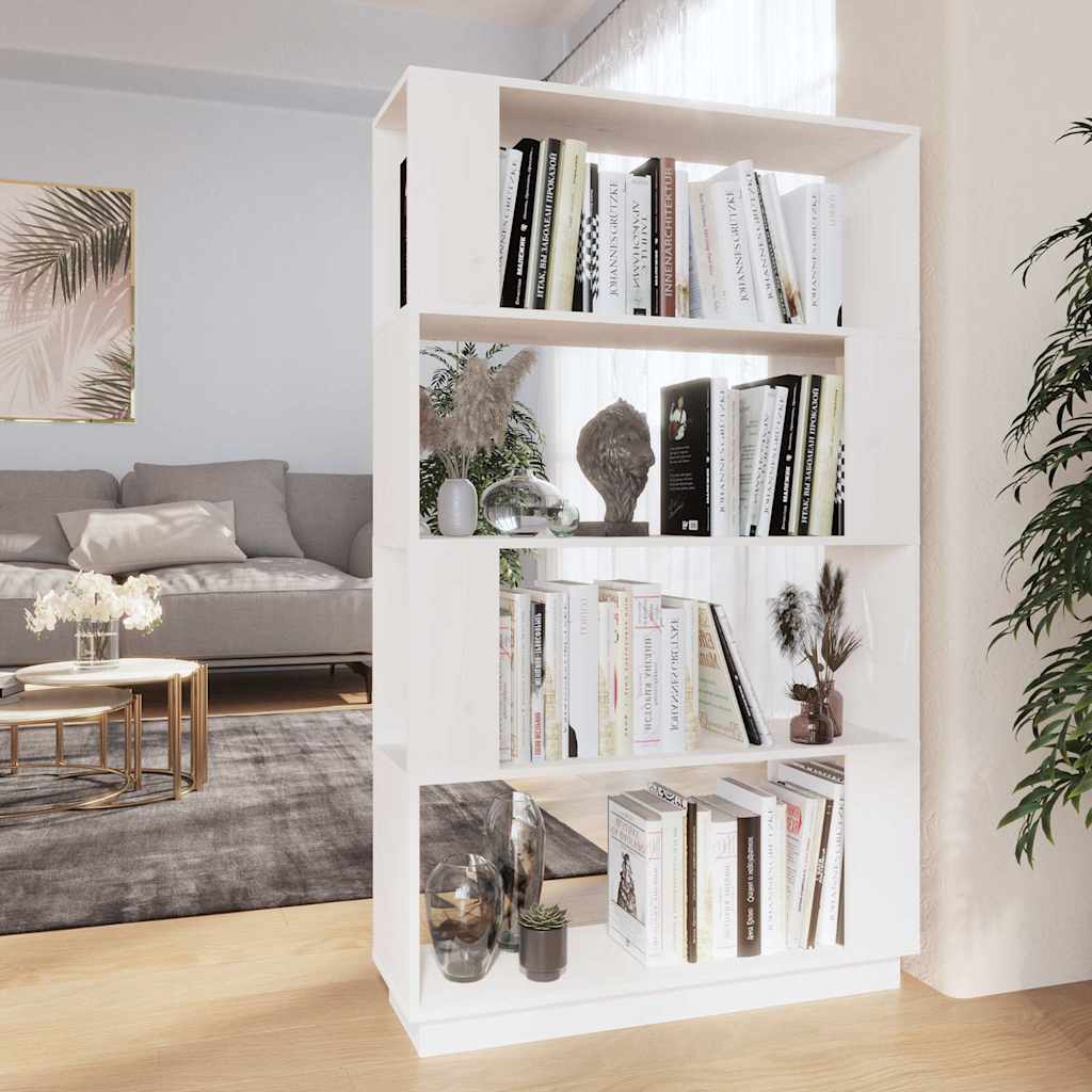 Vidaxl boekenkast kamerscherm 80x25x132 cm massief grenenhout wit