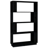 Vidaxl boekenkast kamerscherm 80x25x132 cm massief grenenhout zwart