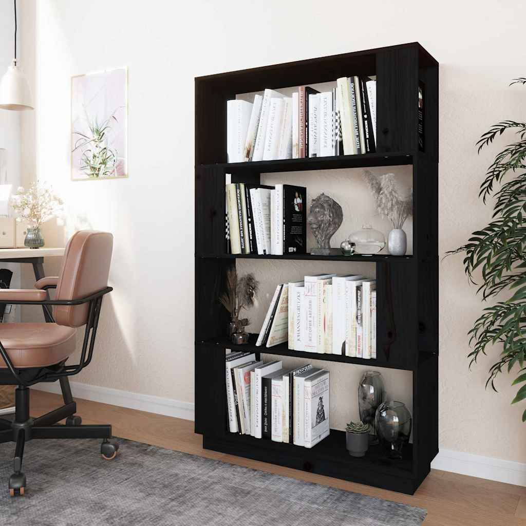 Vidaxl boekenkast kamerscherm 80x25x132 cm massief grenenhout zwart