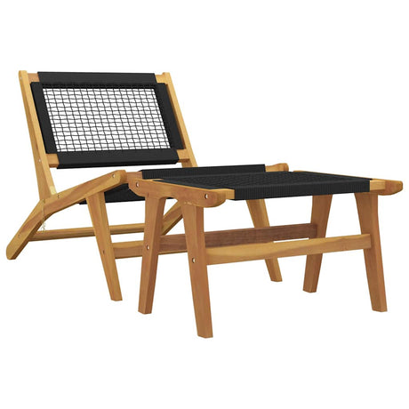 Vidaxl tuinstoel met voetensteun massief teakhout en polyester
