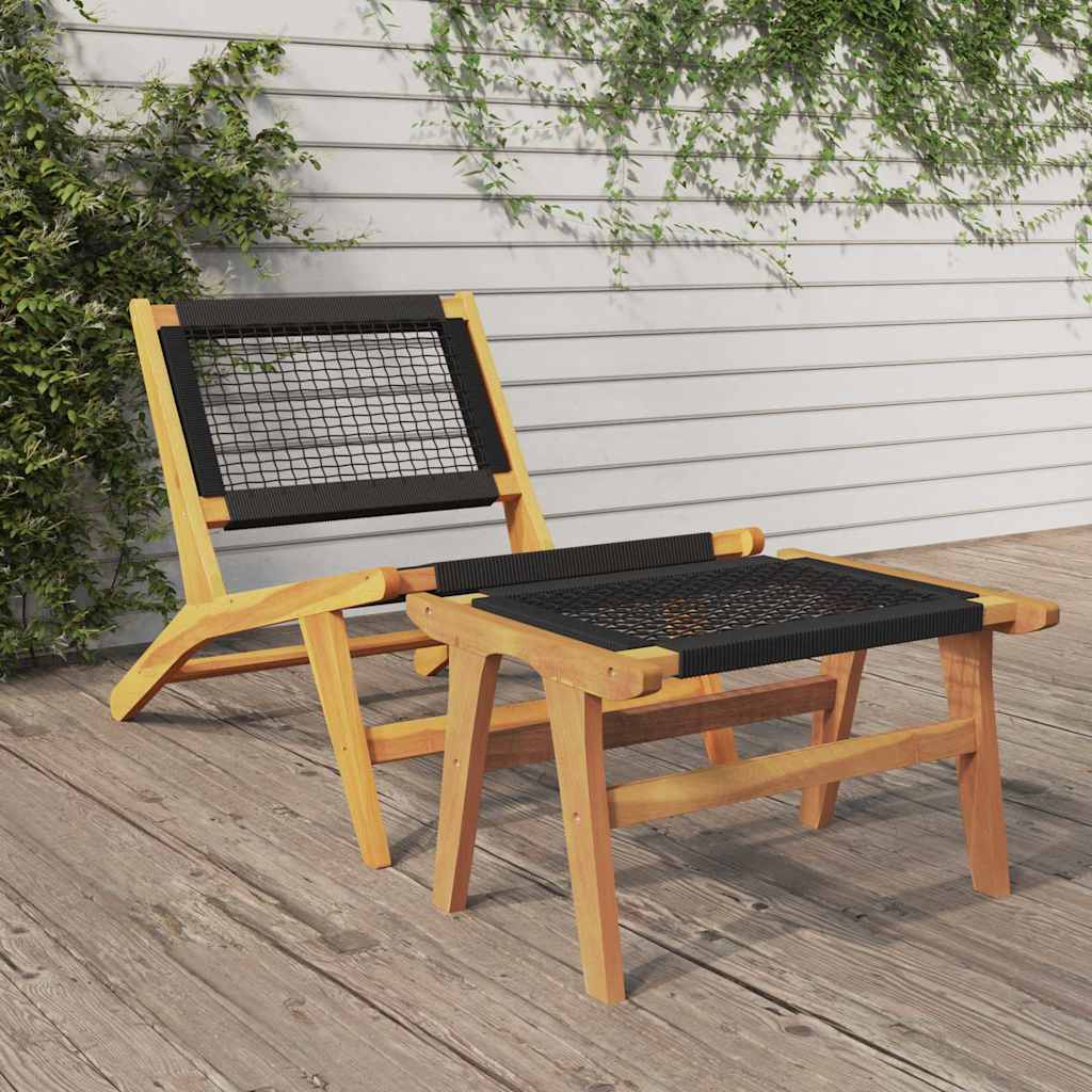 Vidaxl tuinstoel met voetensteun massief teakhout en polyester