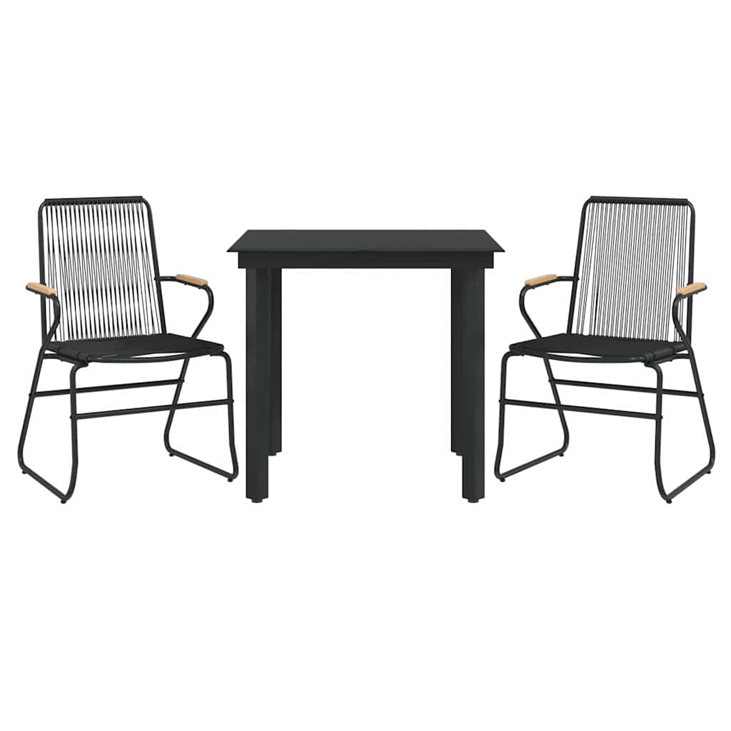 Vidaxl 3-delige tuinset pvc-rattan zwart