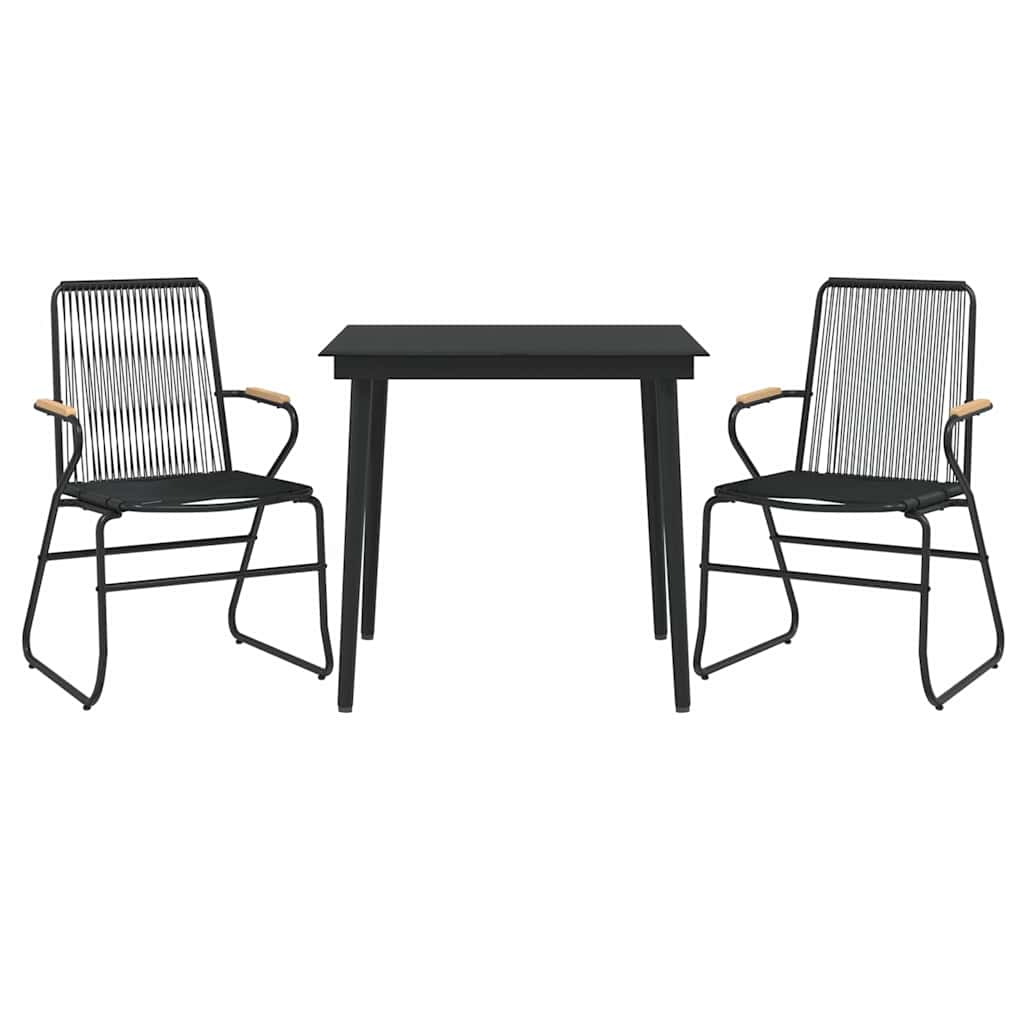 Vidaxl 3-delige tuinset pvc-rattan zwart