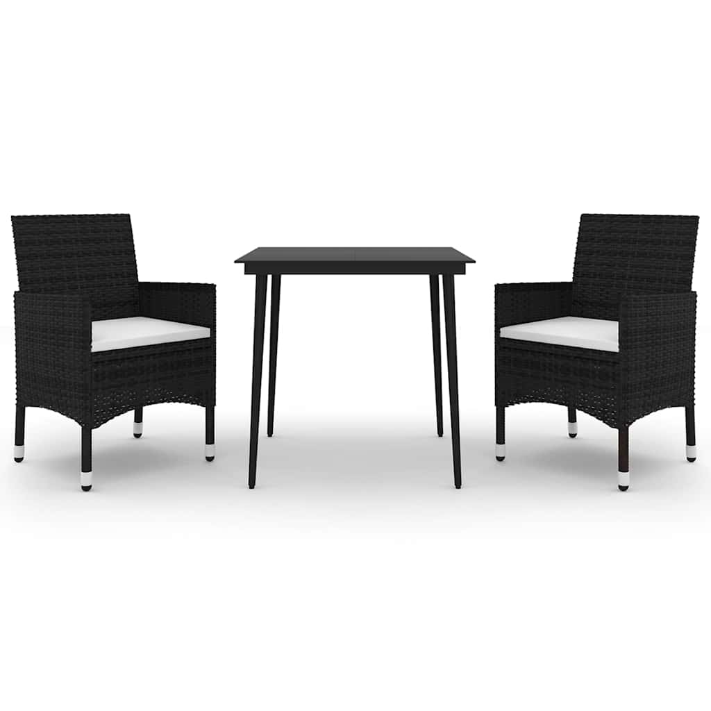 Vidaxl 3-delige tuinset met kussens poly rattan en glas
