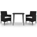 Vidaxl 3-delige tuinset met kussens poly rattan en glas