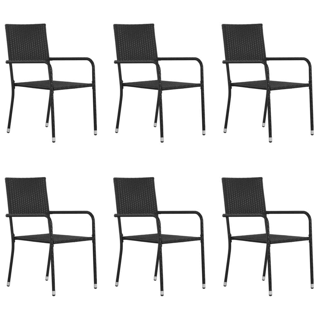 Vidaxl tuinstoelen 6 st stapelbaar poly rattan zwart