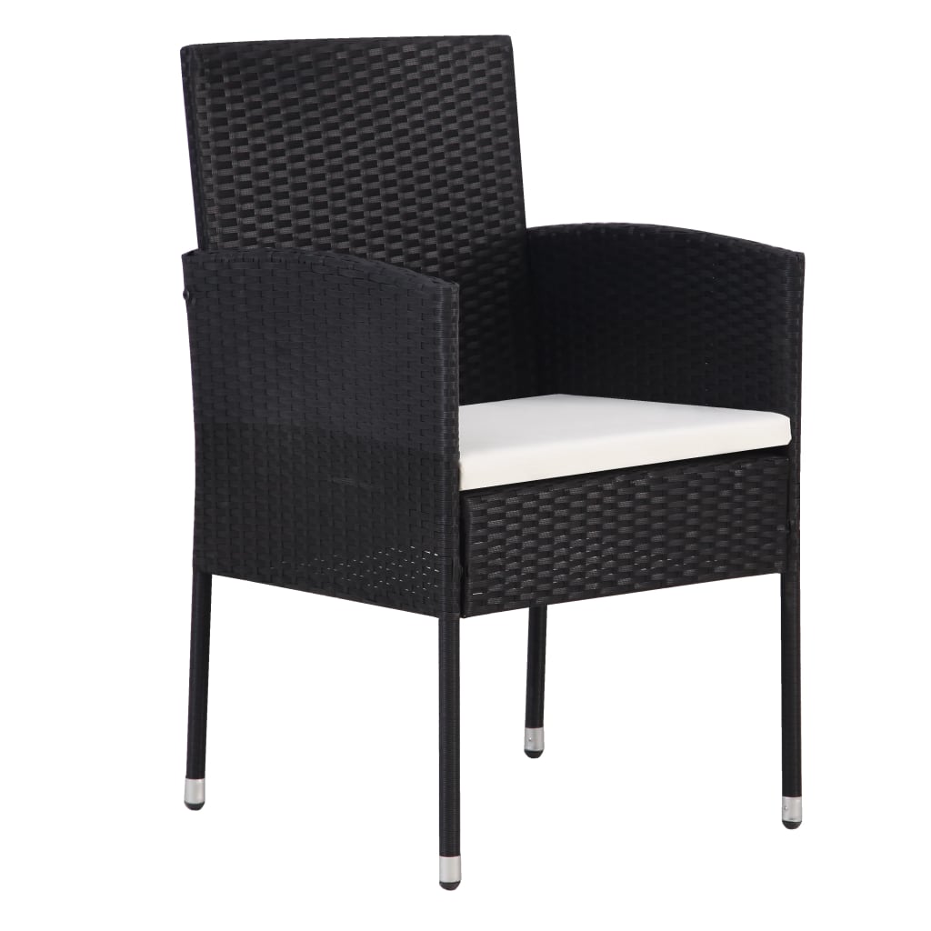 Vidaxl tuinstoelen 2 st met witte kussens poly rattan zwart