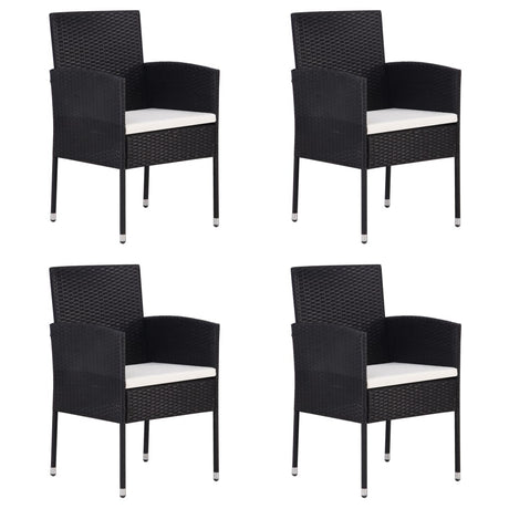 Vidaxl tuinstoelen 4 st met crèmewitte kussens poly rattan zwart